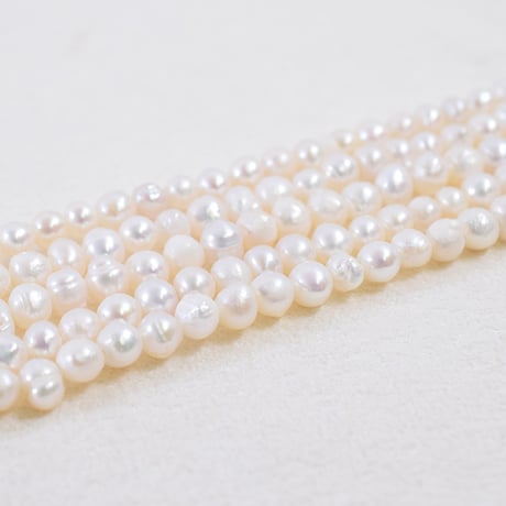 淡水パール　ホワイト　 エッグ　3～3.5mm　【36cm】