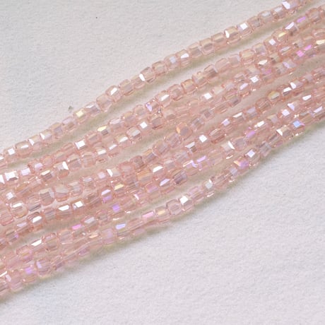 【全5色】ガラスビーズ キューブ面カット 4×4mm