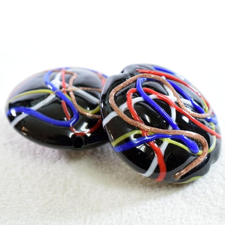 【ベネチアン】　パフラウンド　 ブラックベース　/　レッドベース 　約22mm