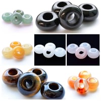 【全7種類】ドーナツ(大) 2個入 天然石 大穴ビーズ 約14mm 穴約5.5mm パワーストーン
