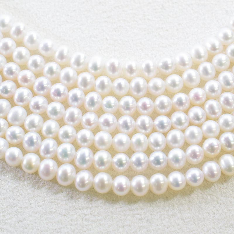 淡水パール セミラウンド 約3.5～4.5mm 【40cm】 | beads lot
