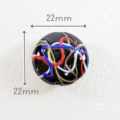 【ベネチアン】　パフラウンド　 ブラックベース　/　レッドベース 　約22mm