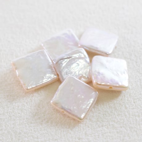 淡水パール　ホワイト　スクエア　約12.5×10mm　【6個】