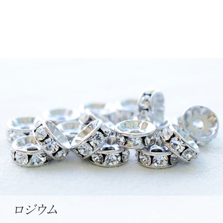 チェコ製 高品質 ラインストーンロンデル 6mm 10個 | アクセサリーパーツ・ビーズ | 国内メッキ加工 | ロジウム ゴールド ピンクゴールド ブラック