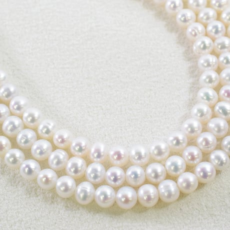 淡水パール ホワイト セミラウンド 約4×4.5mm 【39.5cm】