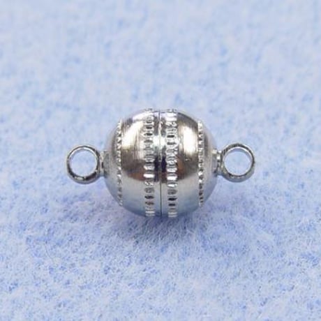 マグネットクラスプ　ラウンド８mm 刻み模様・3個