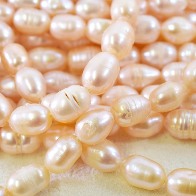 淡水パール オレンジ ライス 約7～9mm 【36cm】 | beads lot