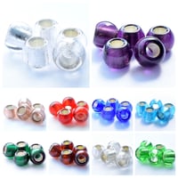 【全10色】チェコ製 ガラスビーズ 12mm シルバーホイル 大穴ビーズ 10個