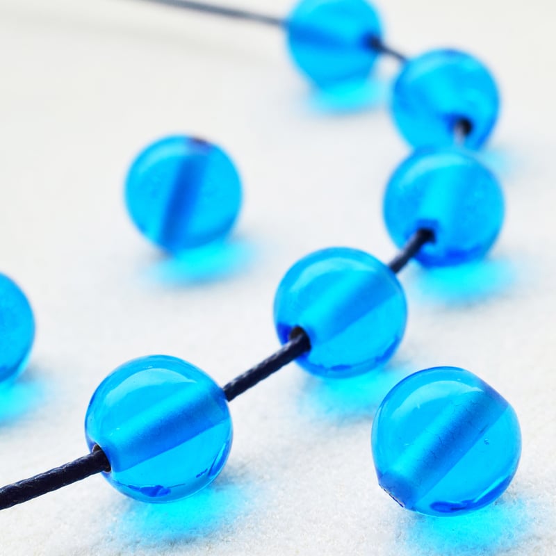 チェコ製ハンドメイドガラスビーズ ブルー8㎜【5個】 | beads lot