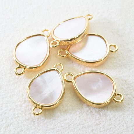 白蝶貝チャーム　ドロップ　2つカン　１個