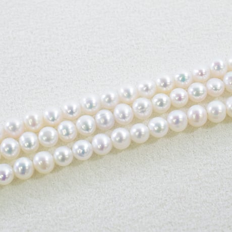 淡水パール ホワイト セミラウンド 約4×4.5mm 【39.5cm】