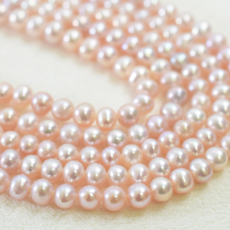 淡水パール ピンク エッグ 3.5～4mm 40cm | beads lot