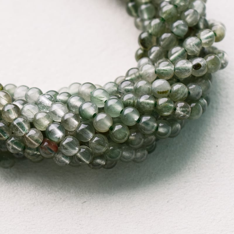 グリーンルチルクォーツ 5mm (丸玉) | beads lot