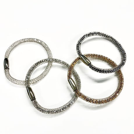 【全４色】クリスタルメッシュブレスレット マグネット金具