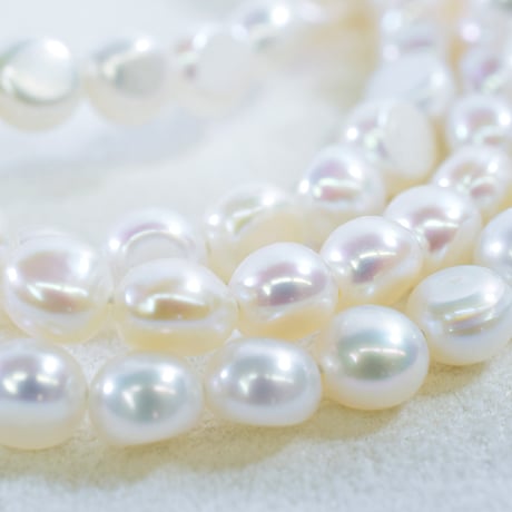 淡水パール ホワイト ボタン 約5.5mm 【39cm】