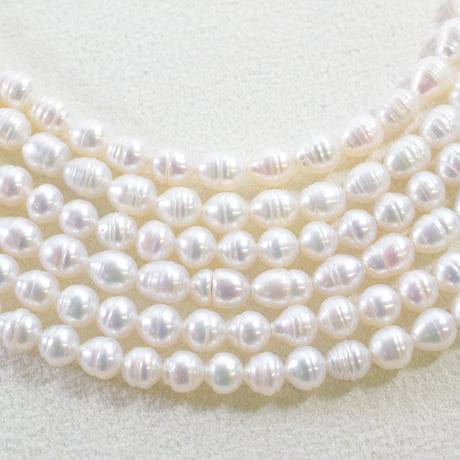 淡水パール エッグサークル 4.5～6.5mm 【40cm】