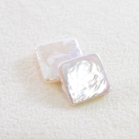 淡水パール　ホワイト　スクエア　約12.5×10mm　【6個】