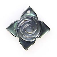 黒蝶貝　ハンドカービングローズ13×13mm【2個】