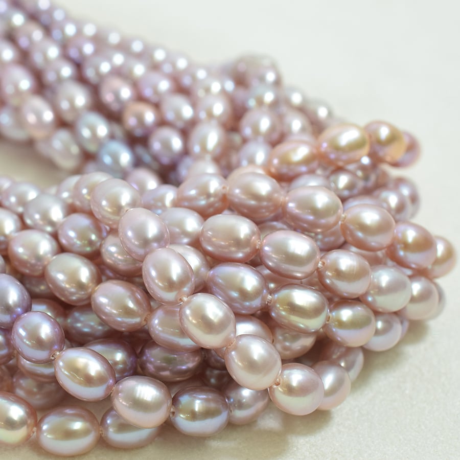 淡水パール AAA 天然色 パープル エッグ 6.5mm | beads lot