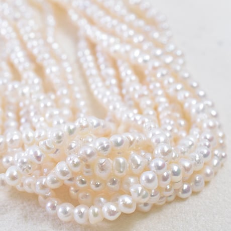 淡水パール　ホワイト　エッグ　約3mm【35㎝】