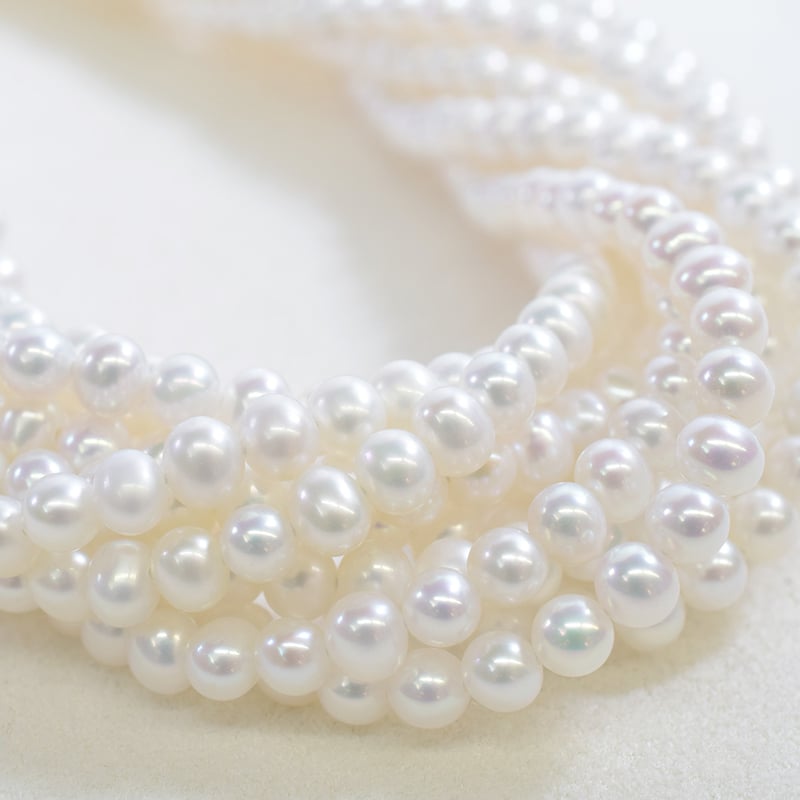 淡水パール セミラウンド 約3.5～4.5mm 【40cm】 | beads lot