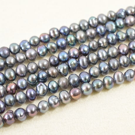 淡水パール　ピーコック　エッグ　3～3.5mm　【39cm】