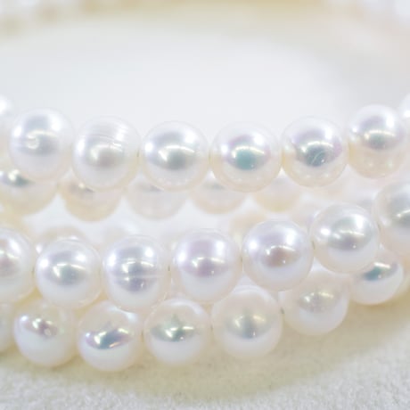 淡水パール ホワイト セミラウンド 約4×4.5mm 【39.5cm】