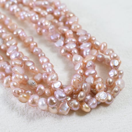 淡水パール　ピンク　エッグ　約3～4mm　【35cm】