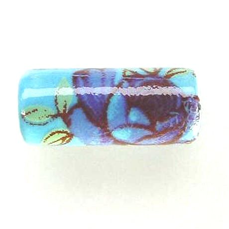 【全２色】陶ビーズ・筒・花柄5×15mm 10個
