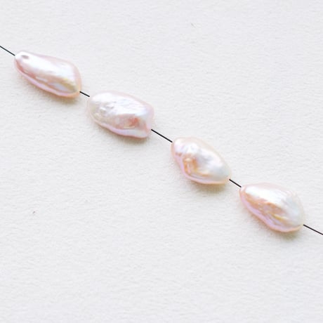 淡水パール  ピンク  フラットビーンズ 15～17mm 厚6～8㎜【2個】