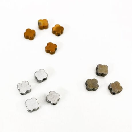 【全3色】メタルコーティングヘマタイト 4ペタル 6×6mm 12コ