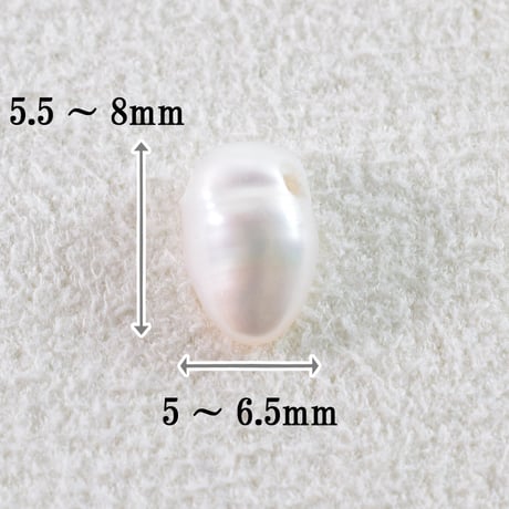 淡水パール　ホワイト　ケシ　約5～6.5mm　【10cm】