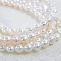 淡水パール ホワイト ボタン 約5.5mm 【39cm】