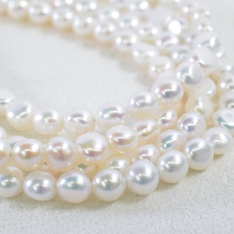 淡水パール ホワイト ボタン 約5.5mm 【39cm】