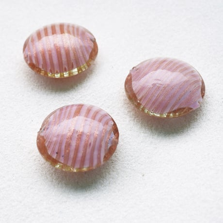 ベネチアン スキッサ  21㎜ ピンク×ホワイト アベンチュリンストライプ【１個】"