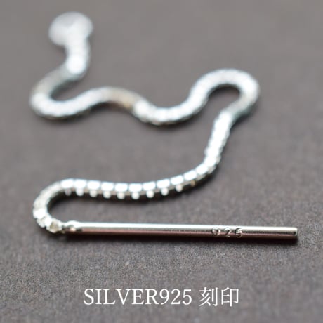 SILVER925 アメリカンピアス　ボックスチェーン　【３ペア】
