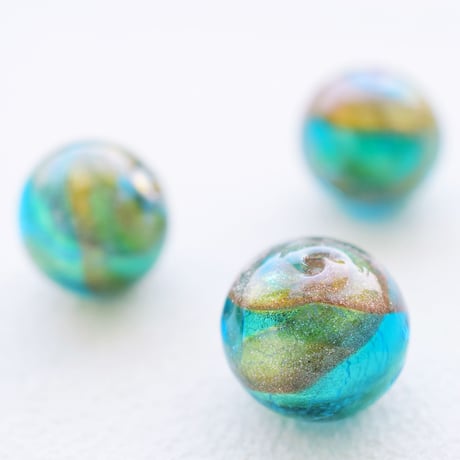 ベネチアン トンド 12mm Gフォイル アクアゴールド"
