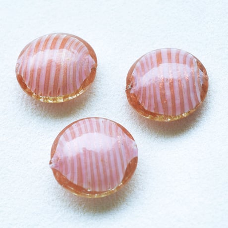 ベネチアン スキッサ  21㎜ ピンク×ホワイト アベンチュリンストライプ【１個】"