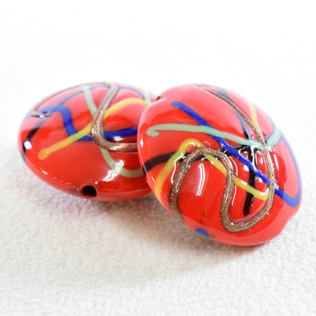 【ベネチアン】　パフラウンド　 ブラックベース　/　レッドベース 　約22mm