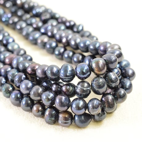 淡水パール　ブラック　エッグ　5～6mm　【36cm】