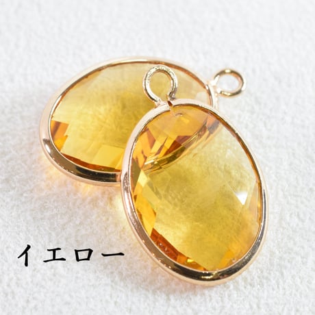 ガラスチャーム オーバル(大)　19×15mm　【2個】