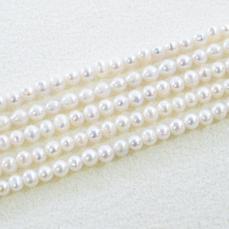 淡水パール ホワイト セミラウンド 約2.5×3.5mm 【40cm】
