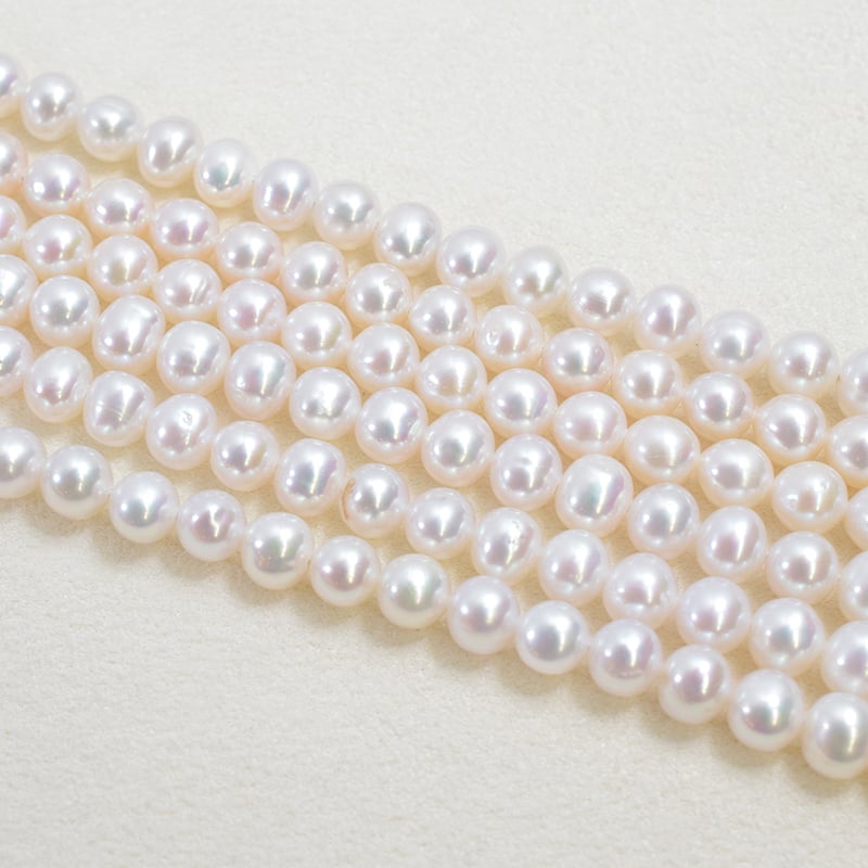 淡水パール AAA ホワイト 丸 無核 5～5.5mm 【39cm】 | beads lot