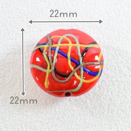 【ベネチアン】　パフラウンド　 ブラックベース　/　レッドベース 　約22mm