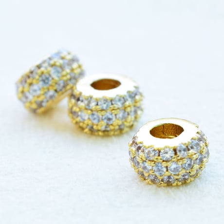 ミル打ち ジルコニアロンデル 6mm 5個 | シルバー ゴールド | 高品質 ビーズ ハンドメイド アクセサリーパーツ 接続パーツ スペーサー