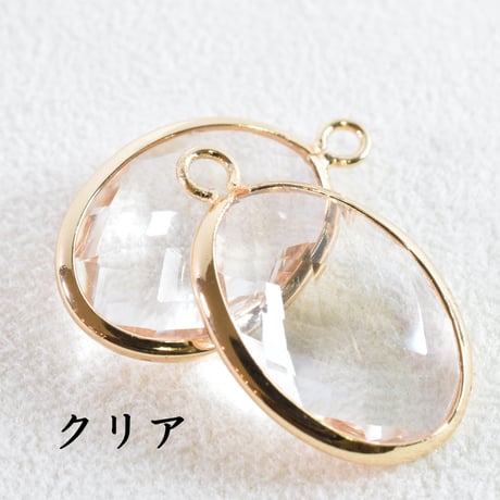 ガラスチャーム オーバル(大)　19×15mm　【2個】