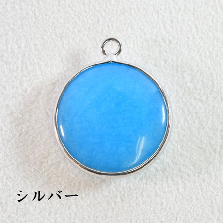 天然石チャーム　ターコイズ　ラウンドフラット　21～21.5mm　【1個】