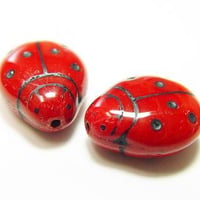 チェコ製 てんとうむし (大) ２０×１６mm【５個】