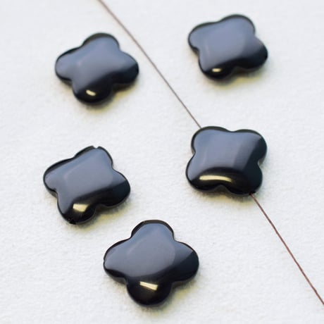 4ペタル花16mm【ブラックアゲート】1個