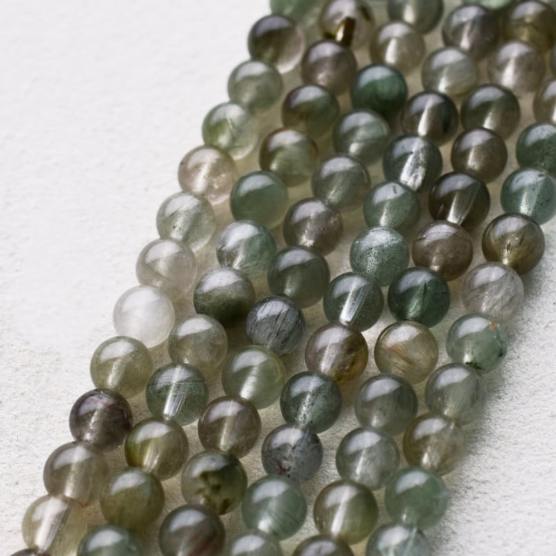 グリーンルチルクォーツ 7mm (丸玉) | beads lot